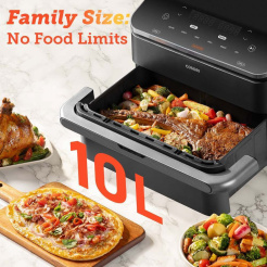 Cosori Dual Blaze TwinFry Smart 10L + Zange - weiß