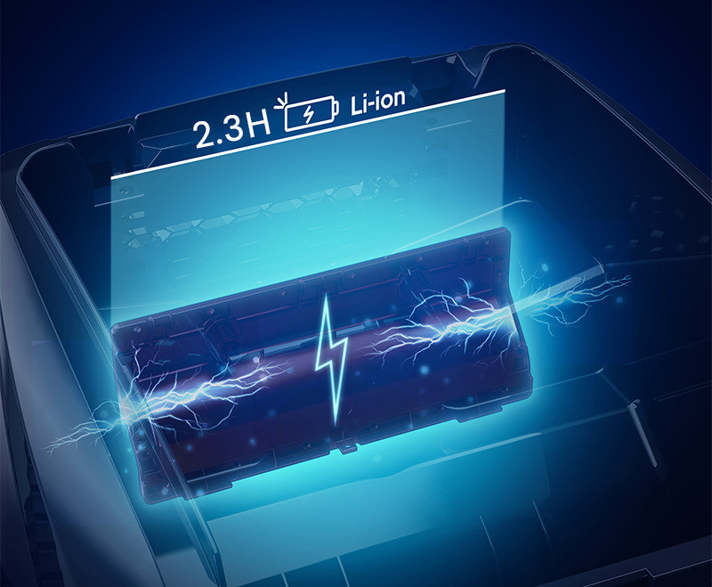 Langlebige Lithium-Batterie - 2,3 Stunden Reinigungszyklus