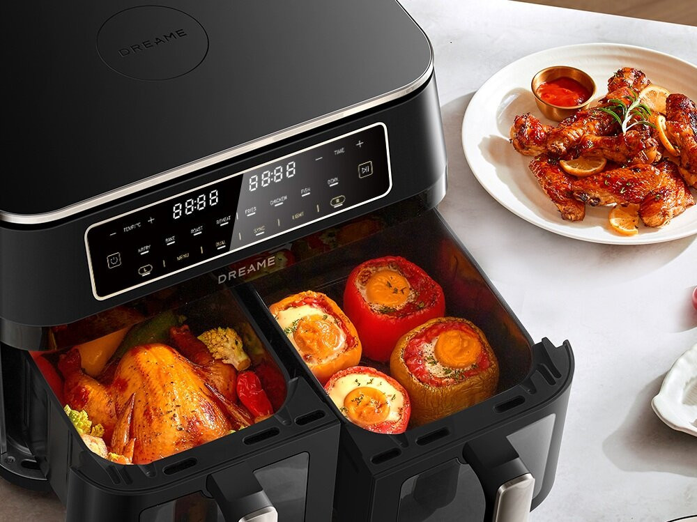 Zwei separate Kammern für die gleichzeitige Zubereitung verschiedener Gerichte